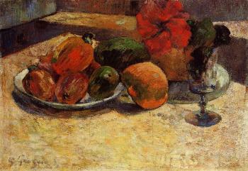 Paul Gauguin : Still Life with Mangoes and Hisbiscus